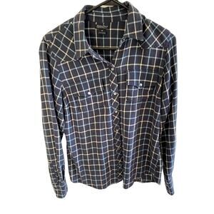 Lucky Brand 100% Cotton Long Sleeve Collared Plaid Flannel Snap Up Shirt Size M